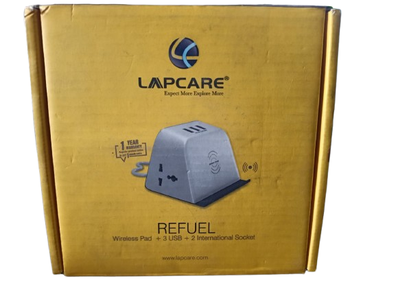 LAPCARE Refule GS-FT02UW-4 Wireless Charging Pad with 3 USB Ports & 2 International Power Sockets