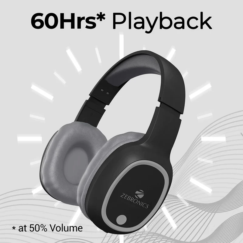 Zebronics Zeb-Thunder Wireless Bluetooth Headphones (Black)