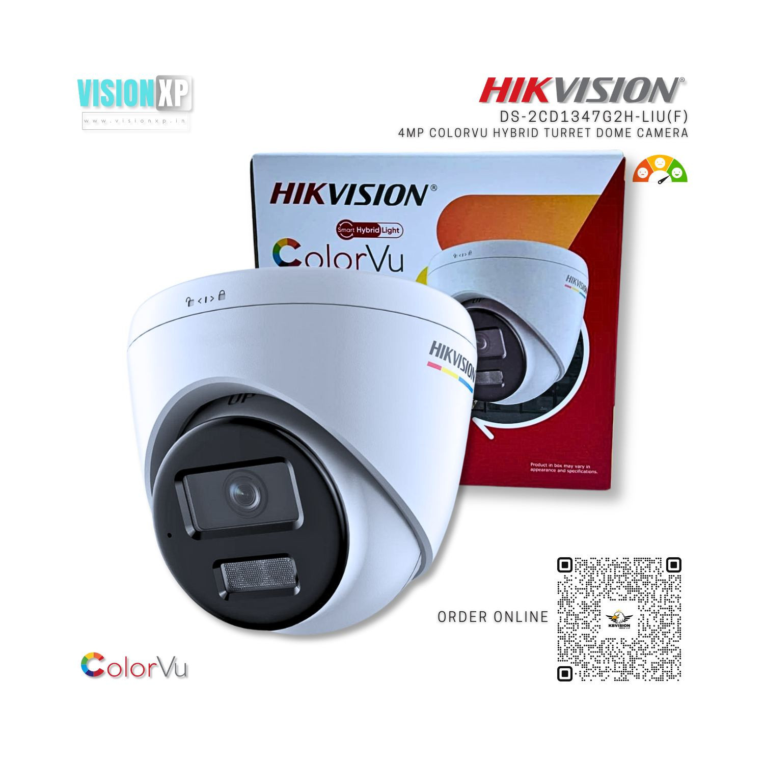 HIKVISION IP CAMERA DS-2CD1347G2H-LIU 4MP DOME SMART HYBRID LIGHT