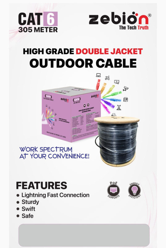 ZEBION CAT6 CABLE 305MTR OUTDOOR