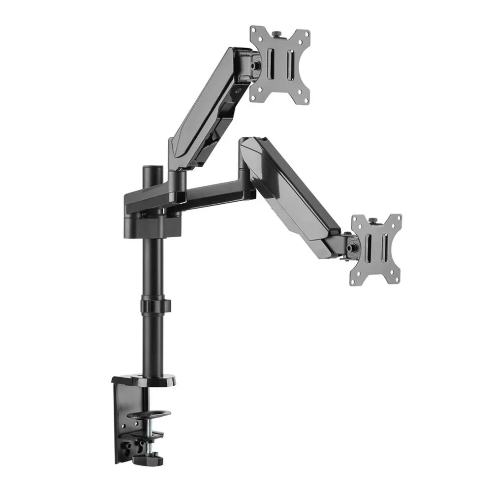 LUMI LDT16-CO24 FULL EXTENSION GAS SPRING DUAL MONITOR ARM STAINLESS