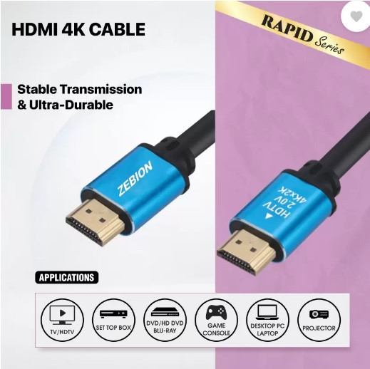 ZEBION HDMI CABLE RAPID 4K-1.5MTR