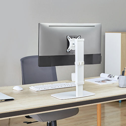 LUMI LDT67-T01 WHITE FREE-STANDING VERTICAL LIFT STEEL MONITOR STAND