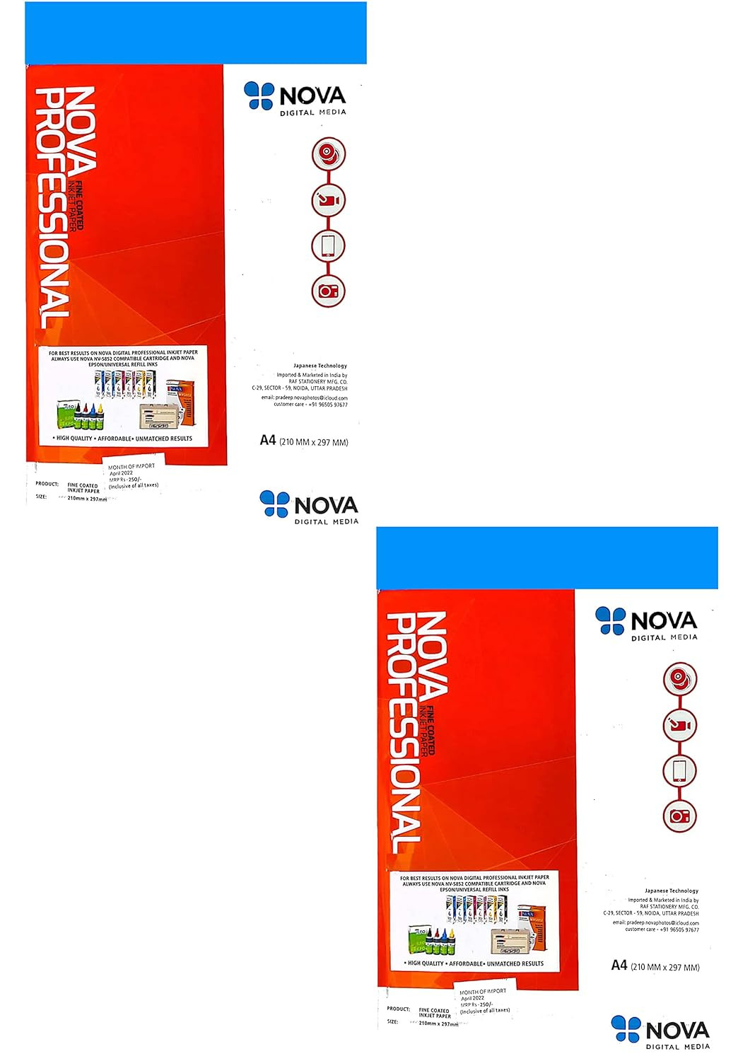 NOVA PROFESSIONAL FINE COATED INKJET PAPER 180GSM 50 SHEET A4 210MM X297MM