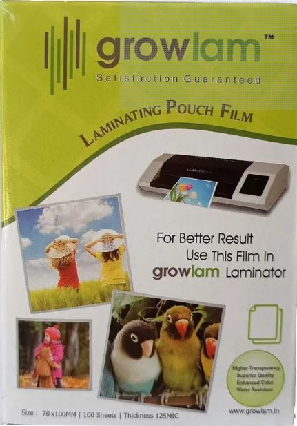 GROWLAM' Thermal Lamination Pouch, 70x100 mm, 100 Sheet, 125 MIC