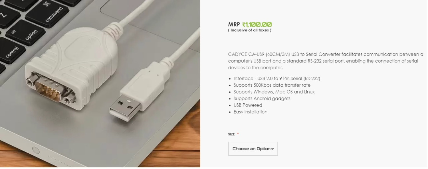 CADYCE CA-US9 (60CM/3M) USB to Serial Converter