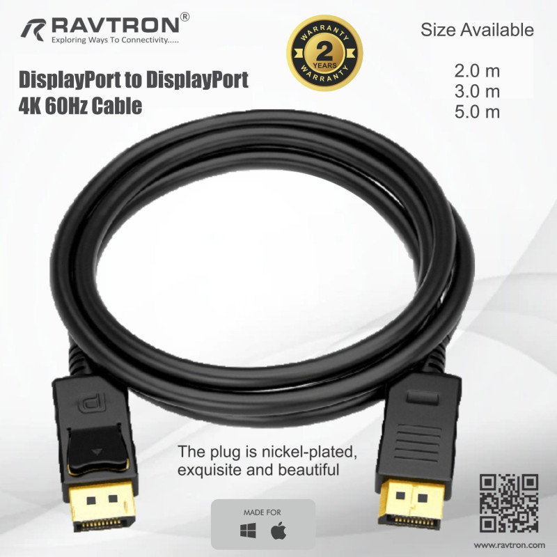 RAVTRON DP TO DP CABLE 03.00 MTR 4K