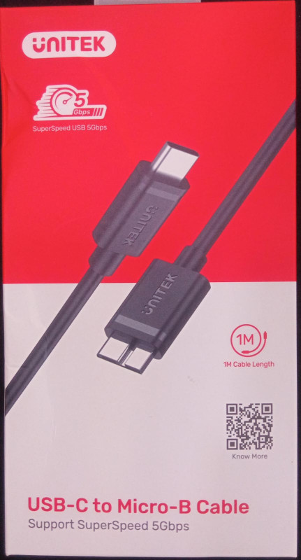 UNITEK 5GBPS  USB -C TO MICRO CABLE 1 MTR Y-C475BK